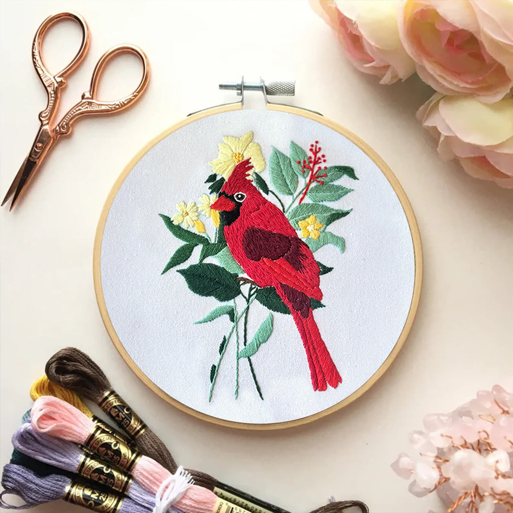 Rubbyoo Embroidery Kit- Cardinal Floral Stitch  | Gift For Bird Lovers - image 10