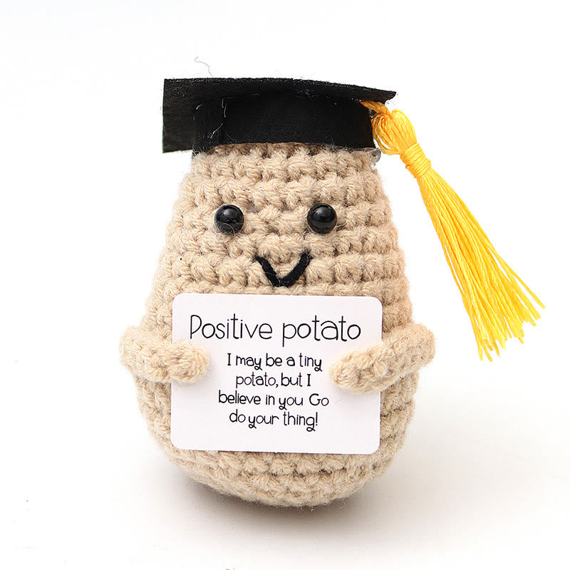 Handmade  Graduation Crochet - Creative Inspirational Potato Crochet  | Graduation Gift For Friends - Yellow Potato With Black Cap - image 11