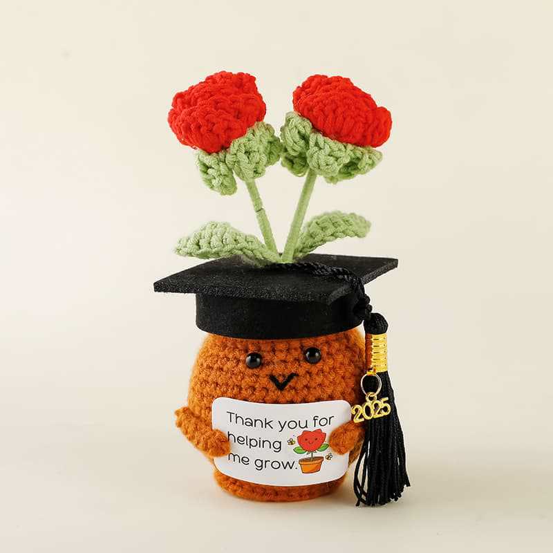 Handmade Graduation Flower Bouquets Crochet - Woven Floral Doll | Artistic Desk Decor | Suitable For Classmates - Roses Style 1 - image 4