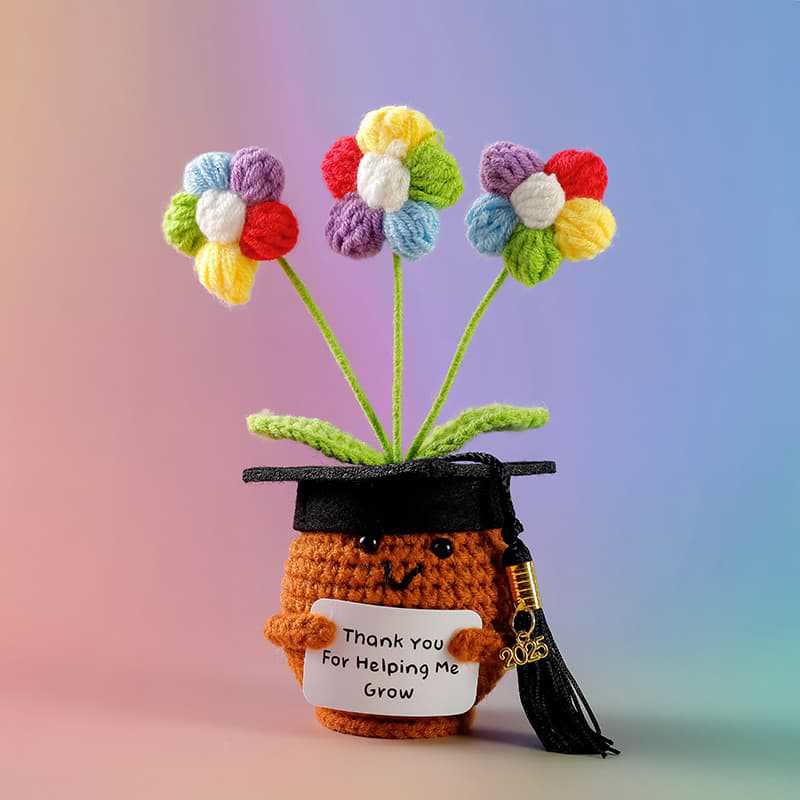 Handmade Graduation Flower Bouquets Crochet - Woven Floral Doll | Artistic Desk Decor | Suitable For Classmates - Flower Style 5 - image 15
