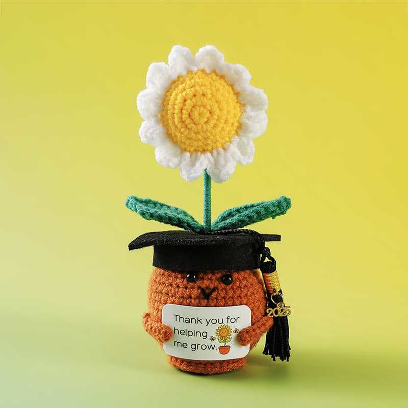 Handmade Graduation Flower Bouquets Crochet - Woven Floral Doll | Artistic Desk Decor | Suitable For Classmates - Sunflower Style 2 - image 10