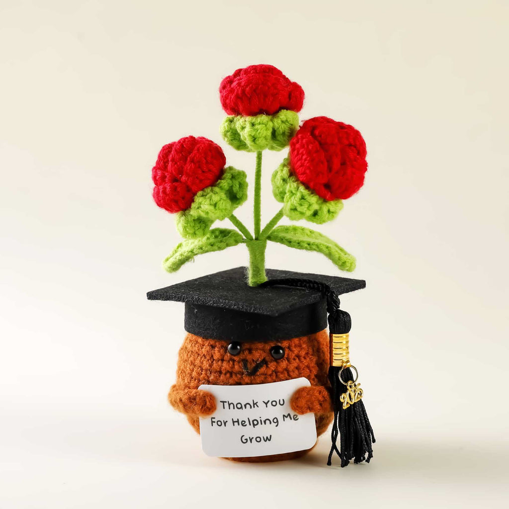 Handmade Graduation Flower Bouquets Crochet - Woven Floral Doll | Artistic Desk Decor | Suitable For Classmates - Roses Style 2 - image 5