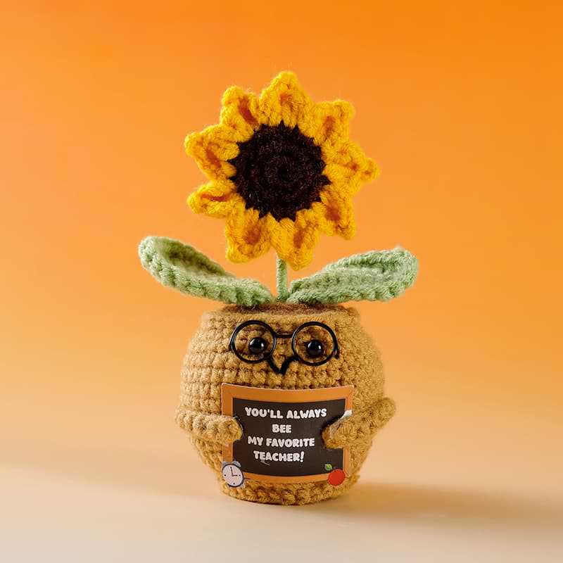 Handmade Graduation Flower Bouquets Crochet - Woven Floral Doll | Artistic Desk Decor | Suitable For Classmates - Sunflower Style 1 - image 9