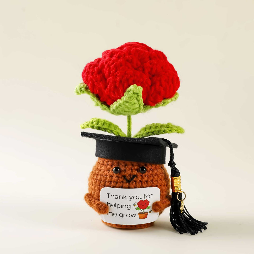 Handmade Graduation Flower Bouquets Crochet - Woven Floral Doll | Artistic Desk Decor | Suitable For Classmates - Rose  - image 3