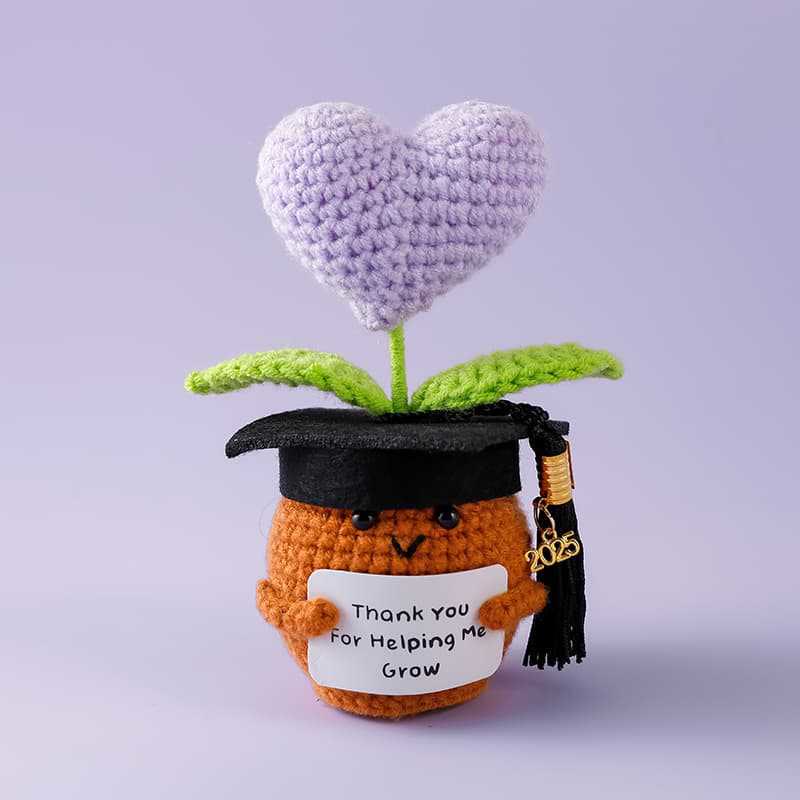 Handmade Graduation Flower Bouquets Crochet - Woven Floral Doll | Artistic Desk Decor | Suitable For Classmates - Purple Heart - image 18