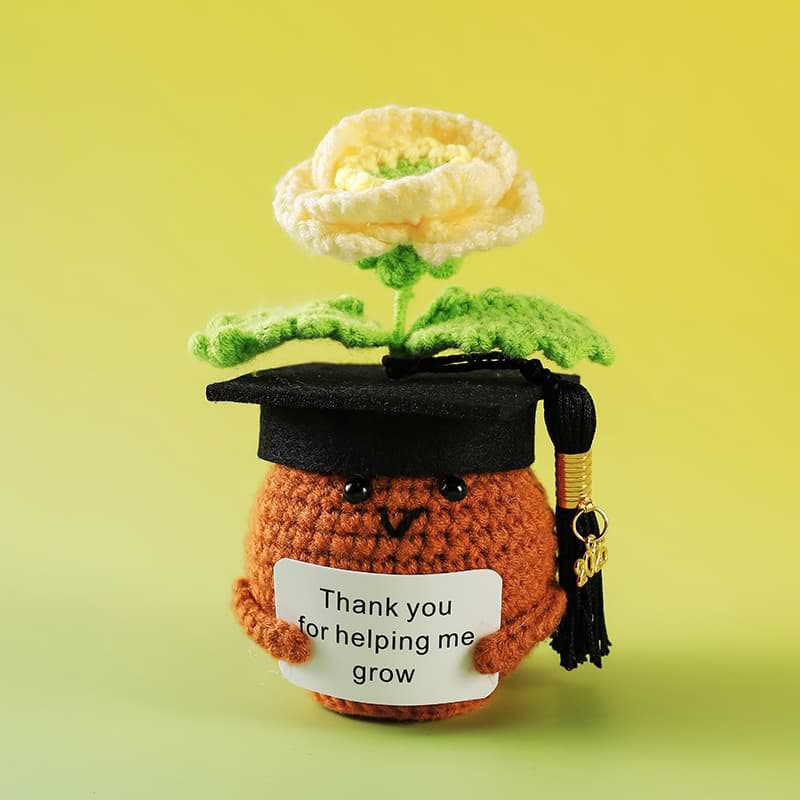 Handmade Graduation Flower Bouquets Crochet - Woven Floral Doll | Artistic Desk Decor | Suitable For Classmates - Flower Style 1 - image 11