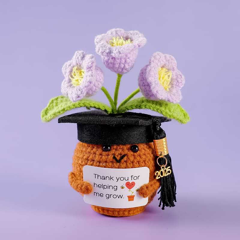 Handmade Graduation Flower Bouquets Crochet - Woven Floral Doll | Artistic Desk Decor | Suitable For Classmates - Flower Style 4 - image 14