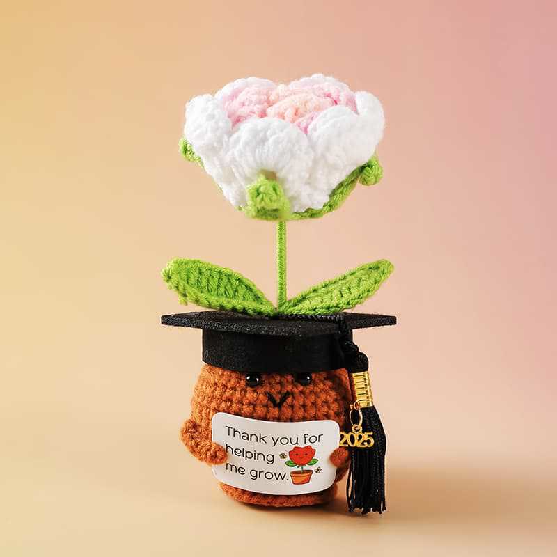 Handmade Graduation Flower Bouquets Crochet - Woven Floral Doll | Artistic Desk Decor | Suitable For Classmates - Flower Style 2 - image 12