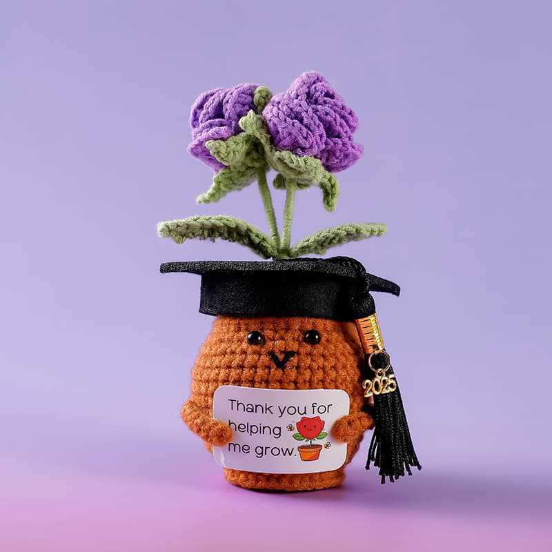 Handmade Graduation Flower Bouquets Crochet - Woven Floral Doll | Artistic Desk Decor | Suitable For Classmates - Purple Flowers - image 7