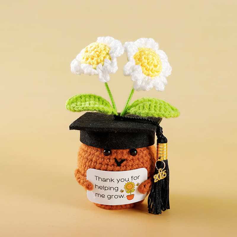 Handmade Graduation Flower Bouquets Crochet - Woven Floral Doll | Artistic Desk Decor | Suitable For Classmates - Flower Style 3 - image 13