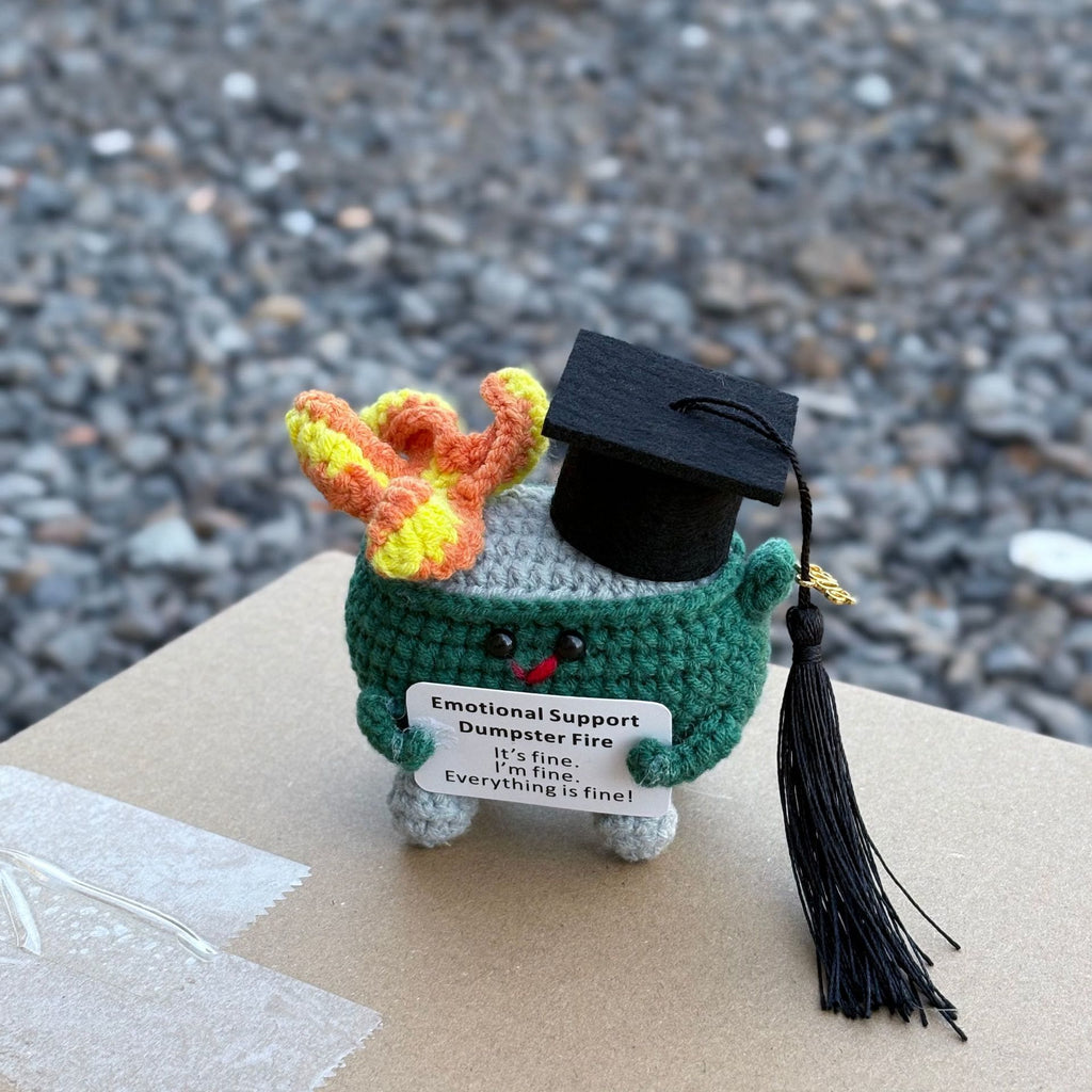 Handmade Graduation Crochet - Dumpster Fire | Lovely Emotions Support Toys | Gifts For Busy Graduation Season - K - image 12