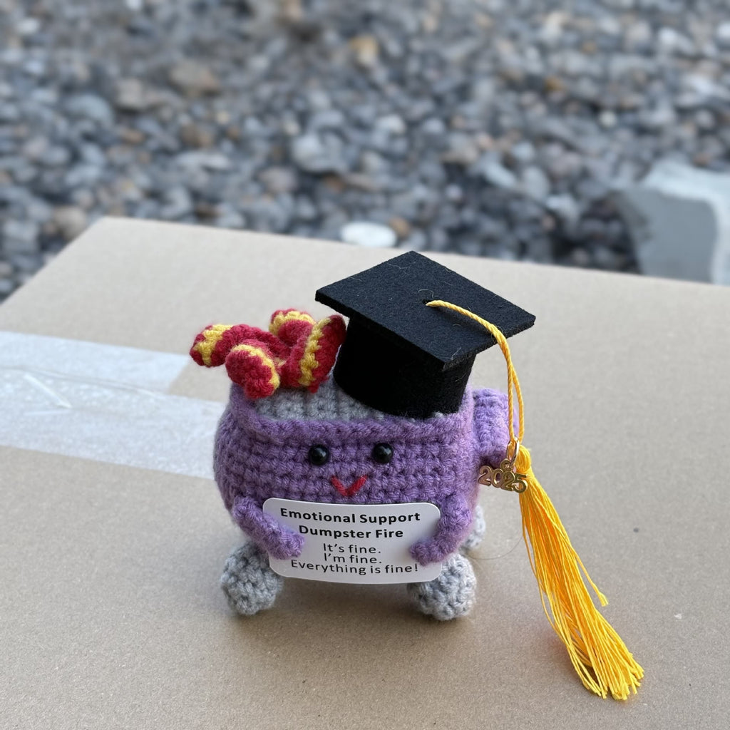 Handmade Graduation Crochet - Dumpster Fire | Lovely Emotions Support Toys | Gifts For Busy Graduation Season - P - image 17