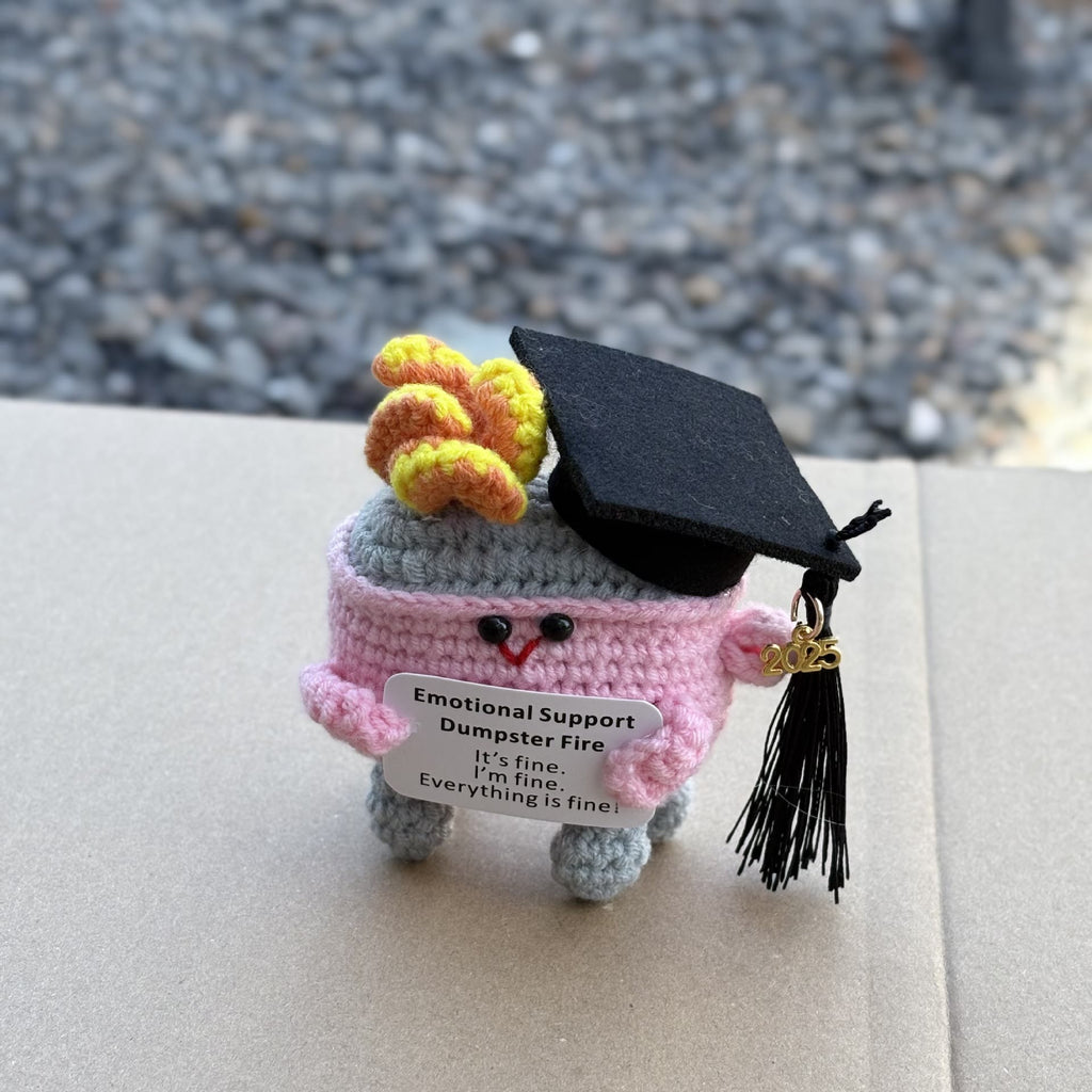Handmade Graduation Crochet - Dumpster Fire | Lovely Emotions Support Toys | Gifts For Busy Graduation Season - B - image 5