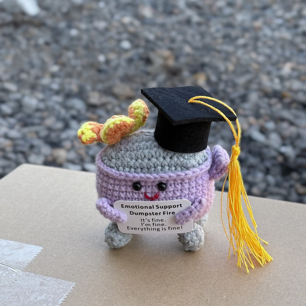 Handmade Graduation Crochet - Dumpster Fire | Lovely Emotions Support Toys | Gifts For Busy Graduation Season - O - image 16