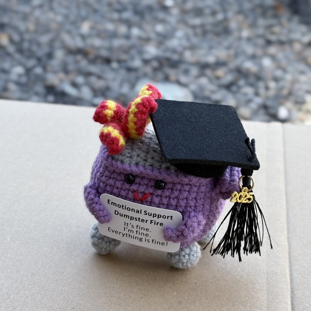 Handmade Graduation Crochet - Dumpster Fire | Lovely Emotions Support Toys | Gifts For Busy Graduation Season - D - image 6