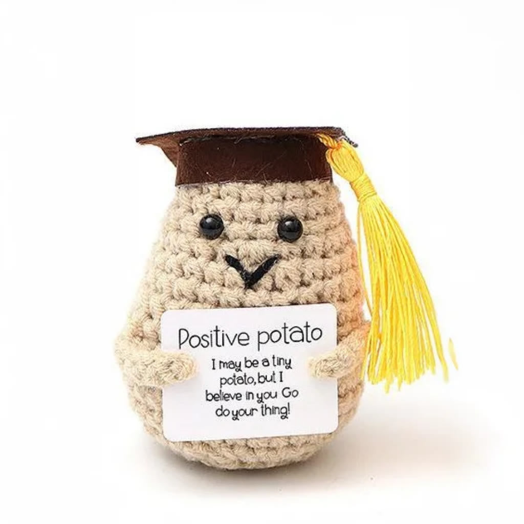 Handmade  Graduation Crochet - Creative Inspirational Potato Crochet  | Graduation Gift For Friends - Yellow Potato With Brown Cap - image 12