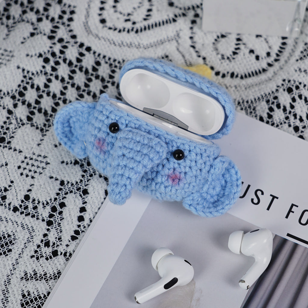 Handmade Blue Elephant Headphone Case - Cute  Bluethy Protective Case | Suit For Apple Wireless Airpods 3 - image 2