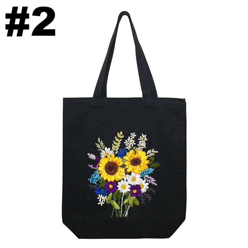 Embroidery Black Canvas Tote Bag Kits | Fashion Bags For Birthday Gifts | Handmake Unique Craft - #2 - image 2