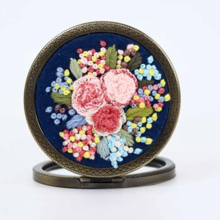 Embroidered Pocket Mirror - Compact Mirror With Flower Design | Portable Mirror Gifts For Mom - image 3