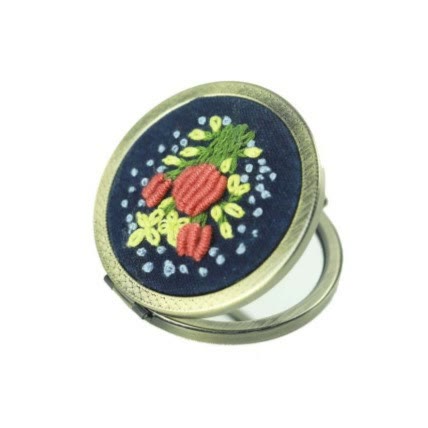 Embroidered Pocket Mirror - Compact Mirror With Flower Design | Portable Mirror Gifts For Mom - image 7