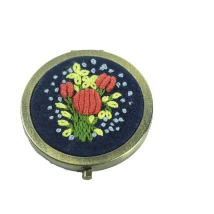 Embroidered Pocket Mirror - Compact Mirror With Flower Design | Portable Mirror Gifts For Mom - image 8