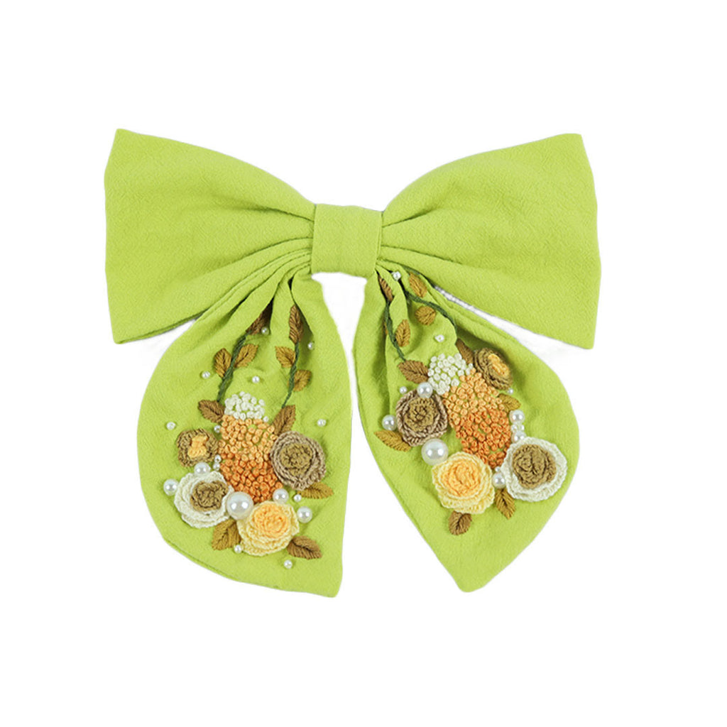 Rubbyoo Embroidery Bow Hairpin - Floral Peal Barrettes | Exquisite Hair Clip | Birthday Gifts For Her - image 3