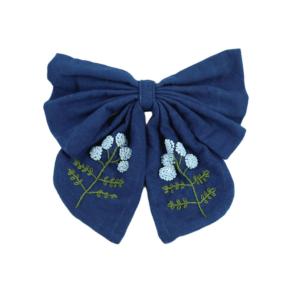 Rubbyoo Embroidery Bow Hairpin - Floral Peal Barrettes | Exquisite Hair Clip | Birthday Gifts For Her - image 4