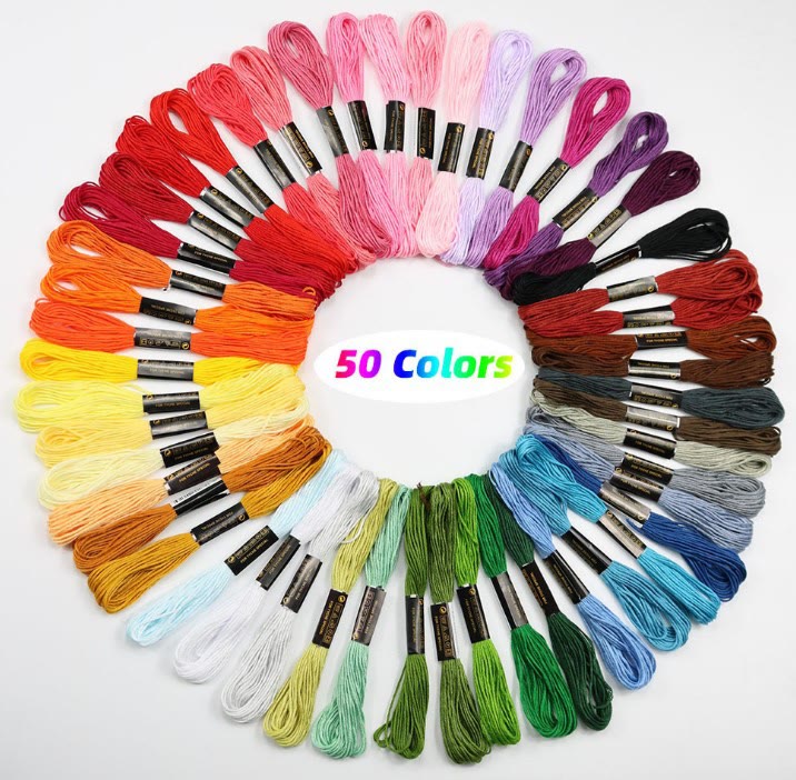 Embroidery Thread Sets - Multi-color Diy Thread | Hand Sewing Accessories  - 8m - 50 Colors - image 0