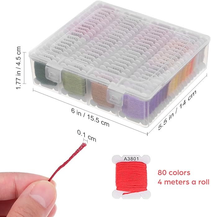 Embroidery Thread Sets - 4m And  8m Thread Kit With Floss Bobbins |  Various Colors Cotton Thread  - image 3