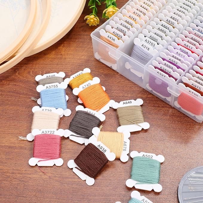 Embroidery Thread Sets - 4m And  8m Thread Kit With Floss Bobbins |  Various Colors Cotton Thread  - image 1