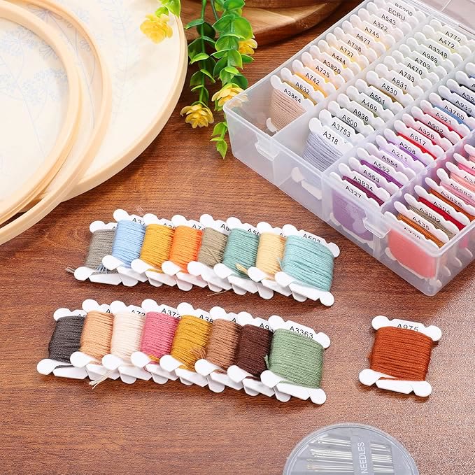 Embroidery Thread Sets - 4m And  8m Thread Kit With Floss Bobbins |  Various Colors Cotton Thread  - image 0