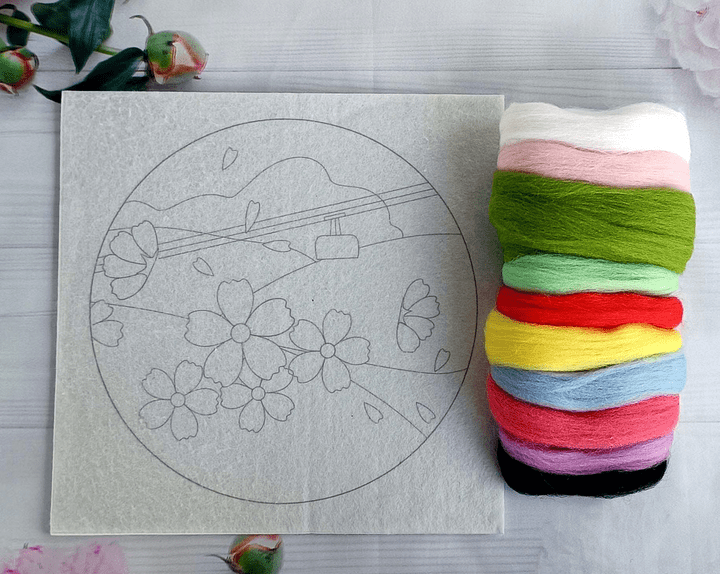  Galsang Flower Needle Felt  Kit With Frame - Hanging Ornament For Wall | Handmake Craft For Flowers Lovers - image 4