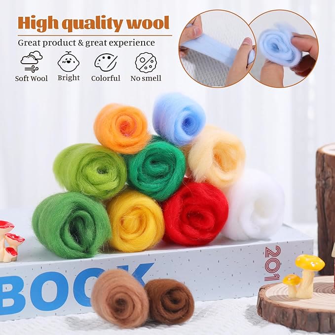 Forest Mushroom Needle Felt  Kit With Frame - Stylish Wall Decoration | Nice Gift For Handicraft Lovers - image 2