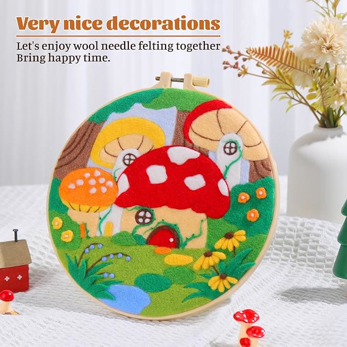 Forest Mushroom Needle Felt  Kit With Frame - Stylish Wall Decoration | Nice Gift For Handicraft Lovers - image 4