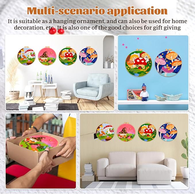 Starry Mushroom Needle Felt  Kit With Frame - Diy  Living Room Decoration | Graet Housewarming Gift - image 5