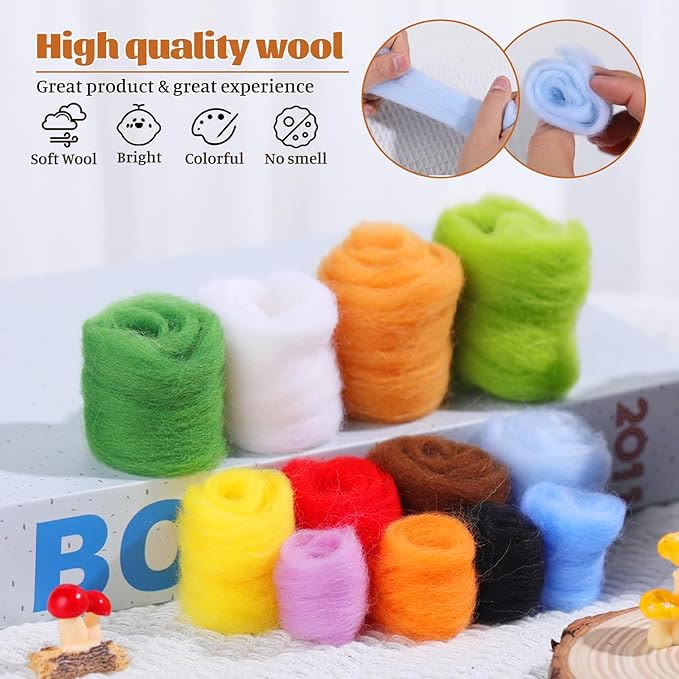 Mushroom Painting Needle Felt  Kit With Frame - Needlework For Beginners | Wool Felted Craft Gifts - image 3