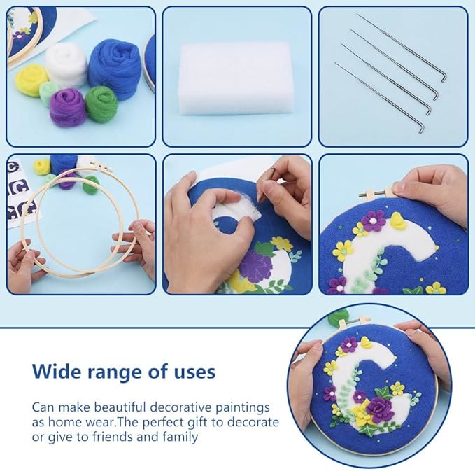 Letter C Needle Felt  Kit With Frame -  Diy Wool Felting Painting Set | Special Handmake Decoration  - image 5