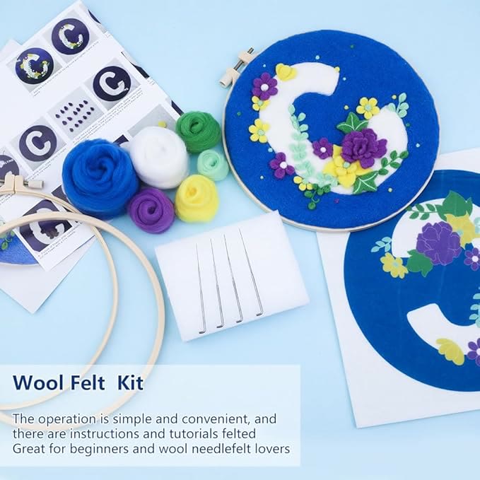 Letter C Needle Felt  Kit With Frame -  Diy Wool Felting Painting Set | Special Handmake Decoration  - image 4