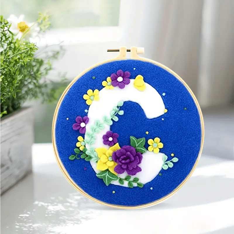 Letter C Needle Felt  Kit With Frame -  Diy Wool Felting Painting Set | Special Handmake Decoration  - Letter C Needle Felt  Kit - image 0