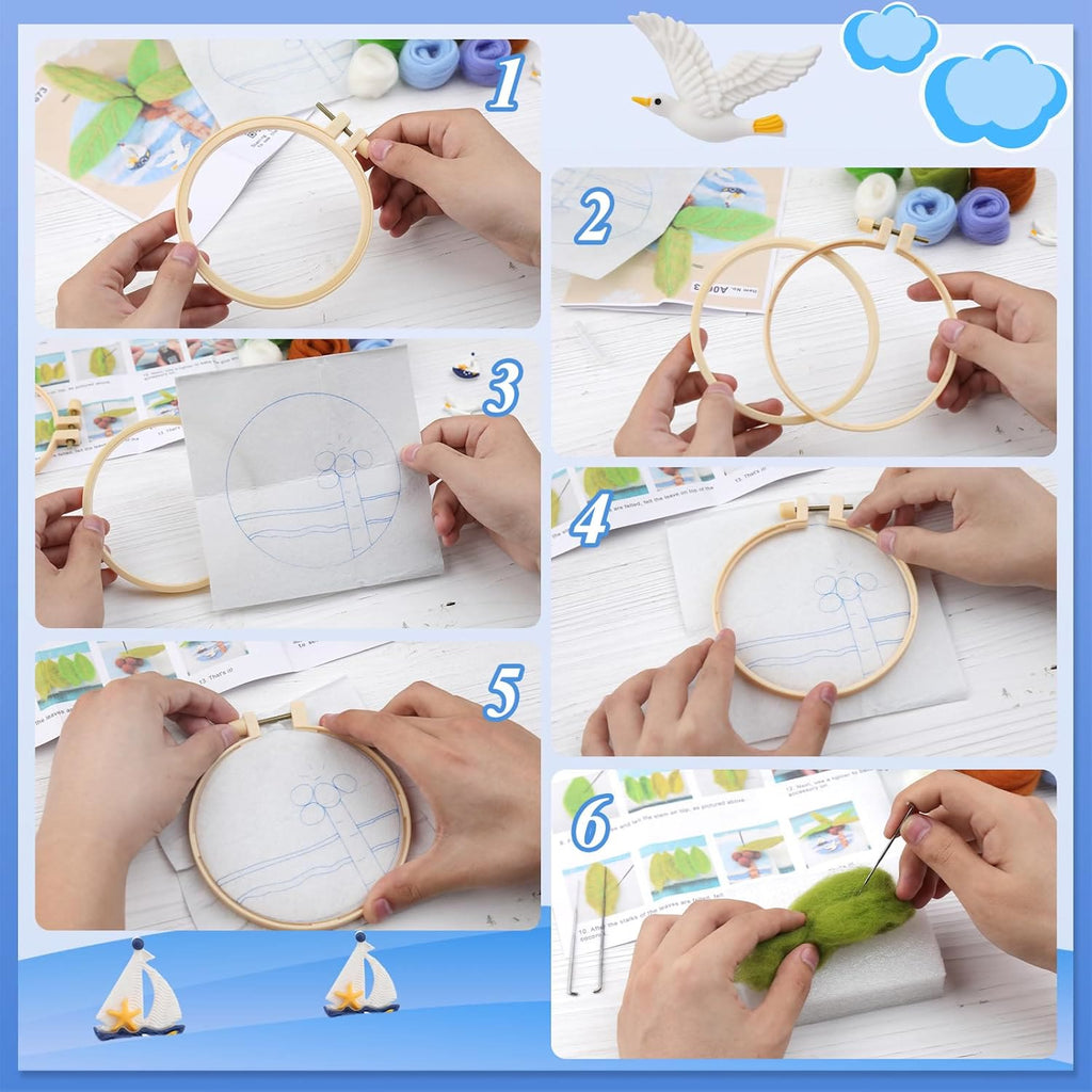 Coconut Tree Needle Felt  Kit With Frame - Exquisite Desk Ornament  | Needle Starter Craft Set - image 4