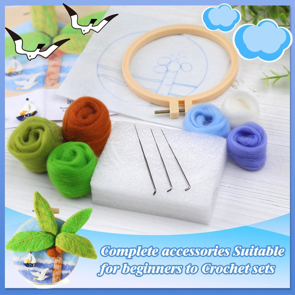 Coconut Tree Needle Felt  Kit With Frame - Exquisite Desk Ornament  | Needle Starter Craft Set - image 2