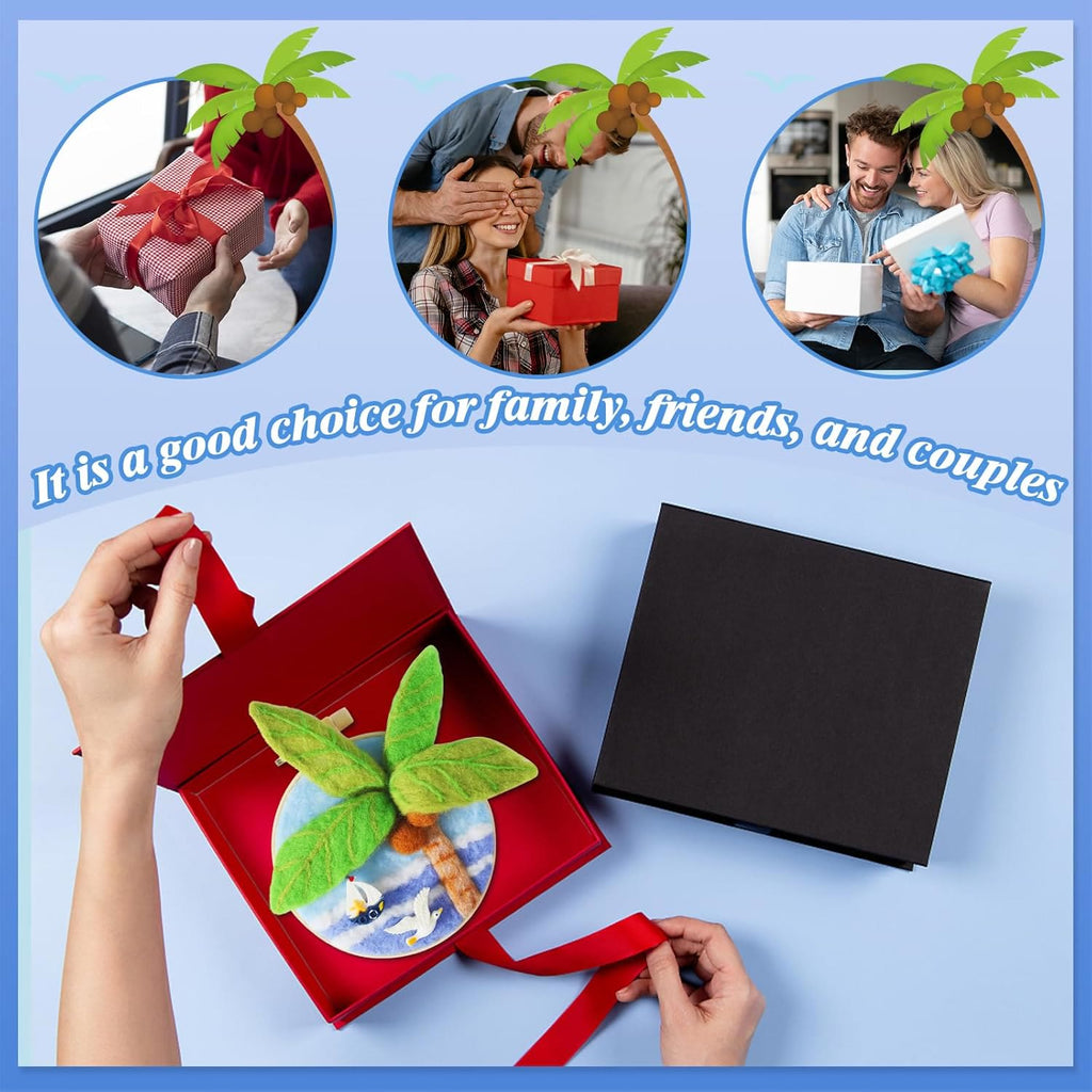 Coconut Tree Needle Felt  Kit With Frame - Exquisite Desk Ornament  | Needle Starter Craft Set - image 3