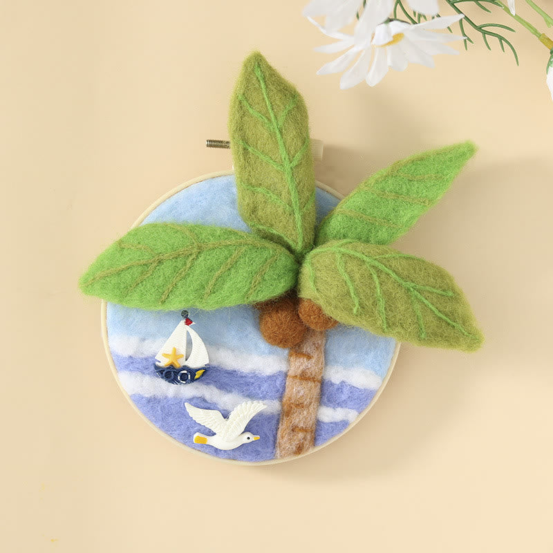 Coconut Tree Needle Felt  Kit With Frame - Exquisite Desk Ornament  | Needle Starter Craft Set - Coconut Tree Needle Felt  Kit - image 6