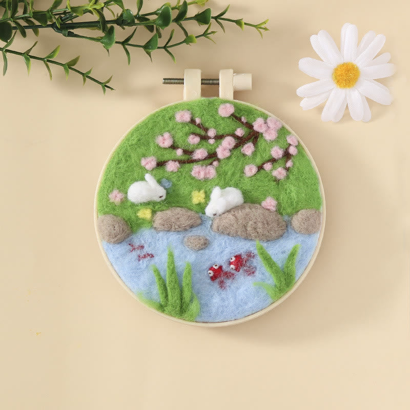 Spring Pond Needle Felt  Kit With Frame - Diy Landscape Craft | Easy Needlework For Beginners - image 0
