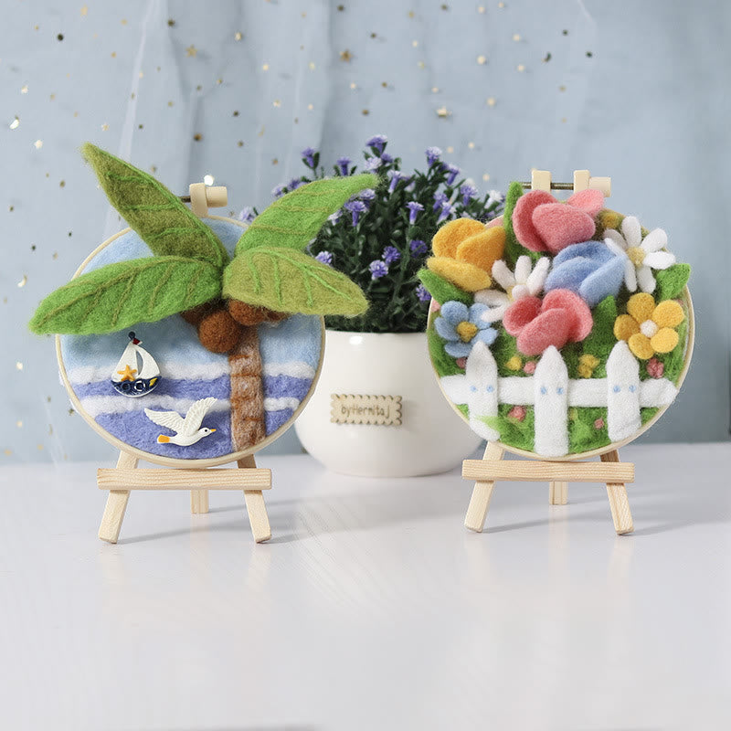 Sunshine Garden Needle Felt  Kit With Frame -  Flowers Printing Craft | Nice Gifts For Housewarming  - image 6