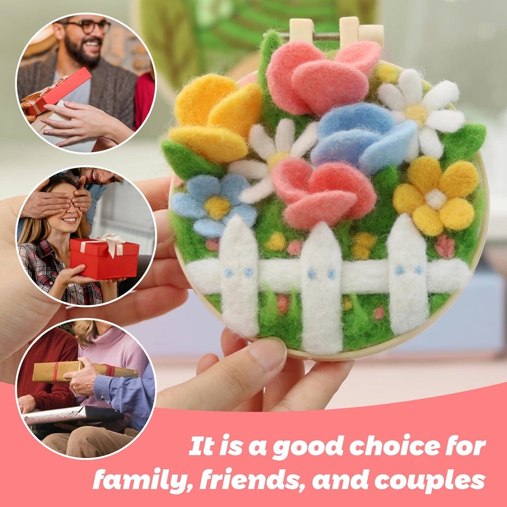 Sunshine Garden Needle Felt  Kit With Frame -  Flowers Printing Craft | Nice Gifts For Housewarming  - image 4