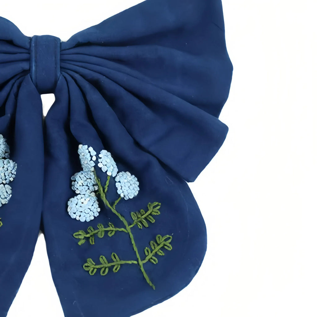 Rubbyoo Embroidery Bow Hairpin - Floral Peal Barrettes | Exquisite Hair Clip | Birthday Gifts For Her - image 5