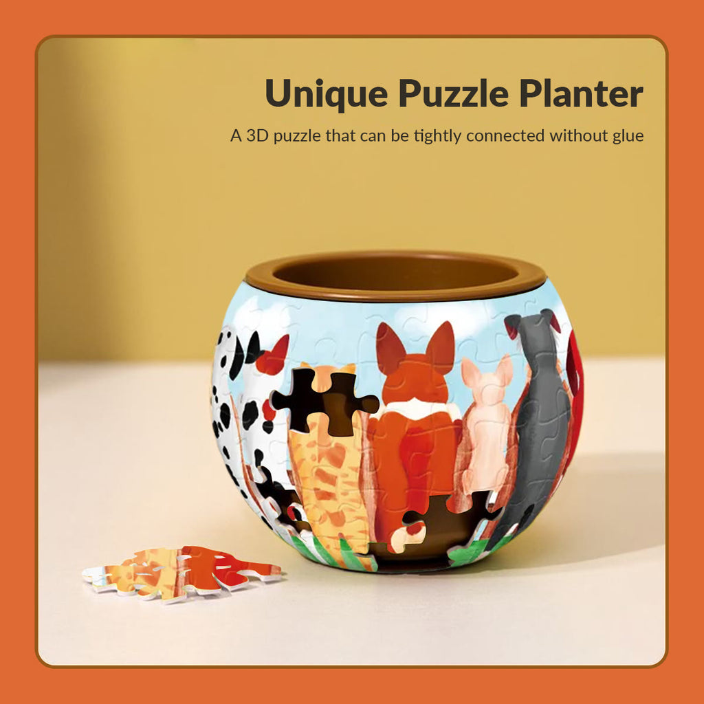 Adorable Puppies - 3d Jigsaw Puzzle Planter - image 1