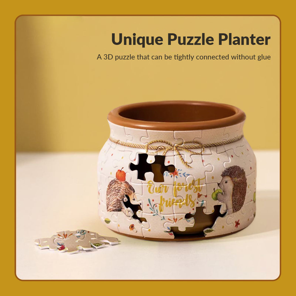 Little Hedgehogs - 3d Jigsaw Puzzle Planter - image 1