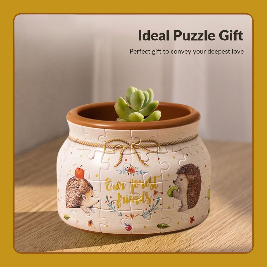 Little Hedgehogs - 3d Jigsaw Puzzle Planter - image 4